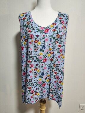 Blue Sky Light Blue Floral Tank Top